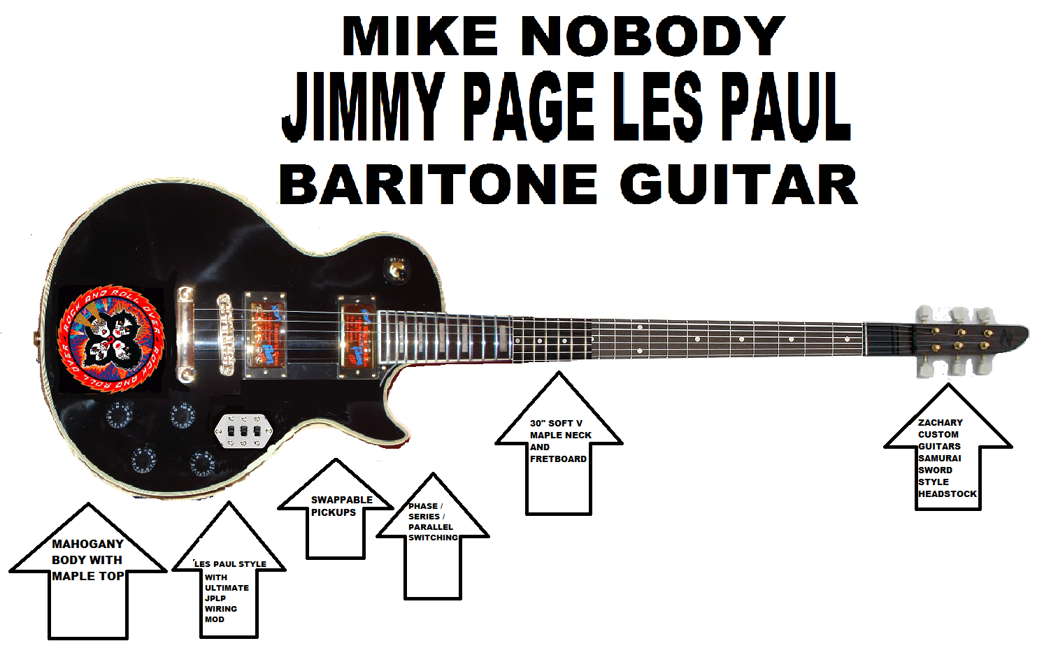 NegativeM+ Mike Nobody Jimmy Page Les Paul Baritone Guitar